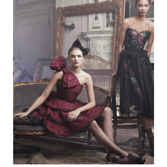 Pearl Georgina Chapman Marchesa Polka Dot Tiered Tulle Prom Dress Gothic 4 - Picture 2 of 9